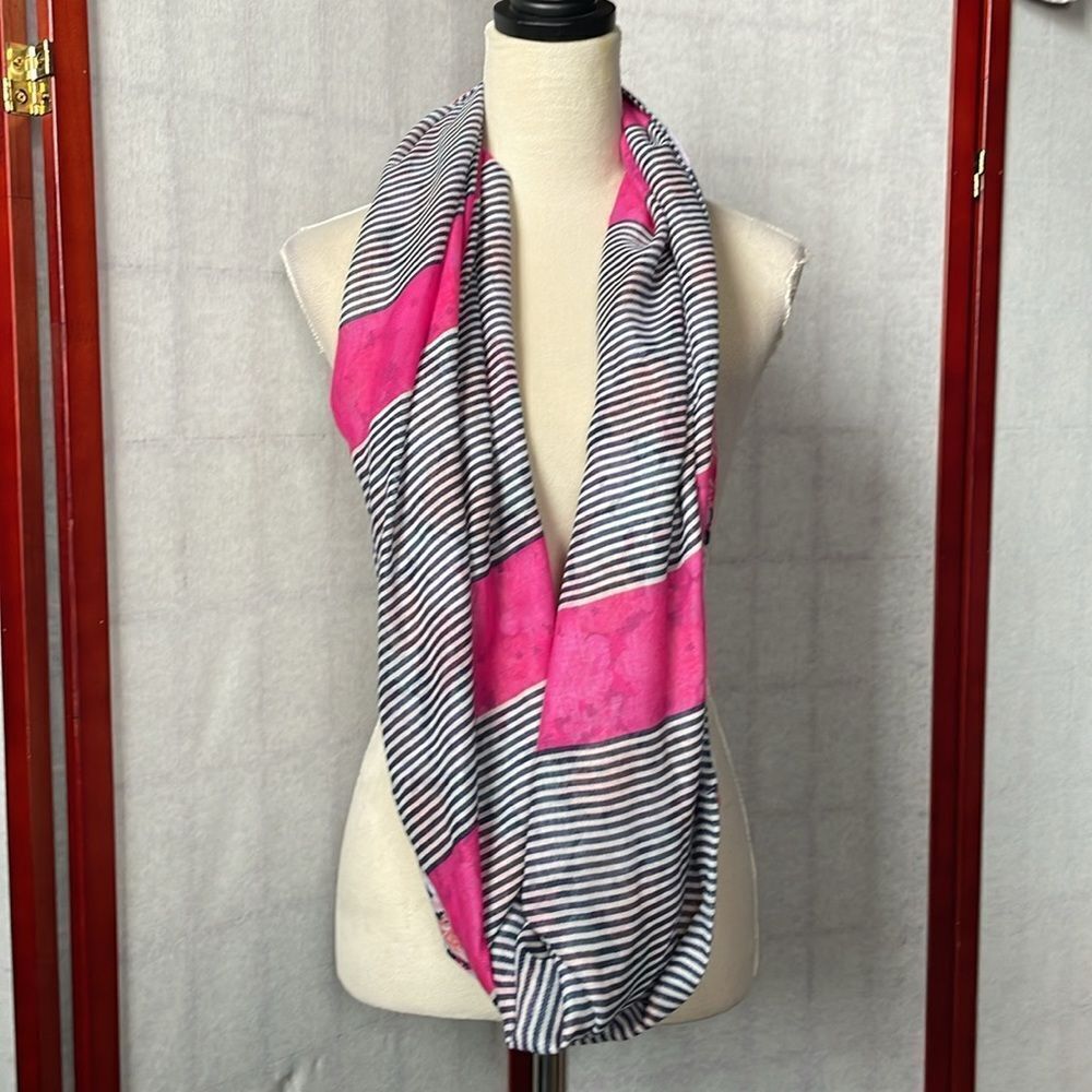 Infinity Scarf Floral Striped Lightweight Pink & Multicolored (One Size) - Picture 11 of 11